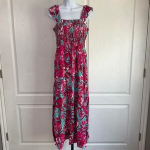Pink and‎ blue floral maxi dress